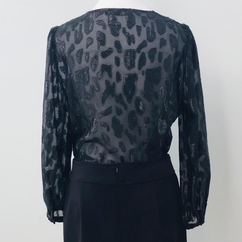 ZARA size M long sleeved black glitter blouse with gathered detailing - Picture 7 of 10